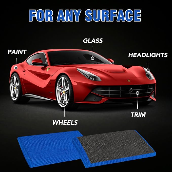 Tidy Monster 2 Pack Clay Mitt and Bar, Medium Grade Bundle With Blue Clay Towel for Car Cleaning and Polishing