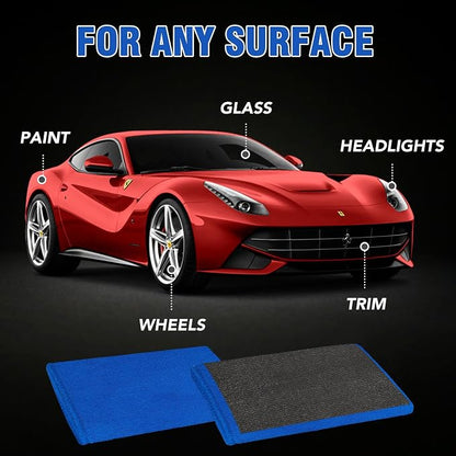 Tidy Monster 2 Pack Clay Mitt and Bar, Medium Grade Bundle With Blue Clay Towel for Car Cleaning and Polishing