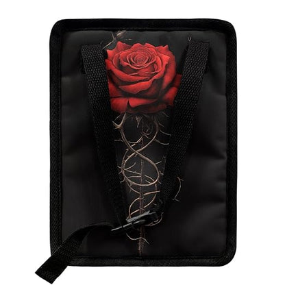 BIGCARJOB Romantic Rose Leak-Proof Car Trash Bin for Back Seat,Red Rose Car Interior Accessories Waste Basket Storage for Vehicle Truck,Women Girls Travel Camping Picnic Lage Trash Can Garbage Bin
