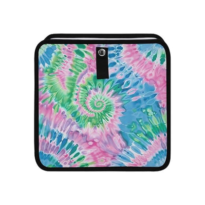 Car Trash Can Organizer Bin with Adjustable Strap for Back Front Seat Console Waterproof Leakproof Collapsible Portable 8.66 Inch Tie Dye Blue Green Pink