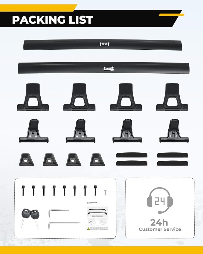 265LBS Lockable Cross Bars Roof Rack Fit for GMC Acadia 2017-2023 Aluminum Crossbars Cargo Bar Luggage Baggage Carrier Rooftop Accessories, for Storage Bag Kayak Snowboard Canoe Bike