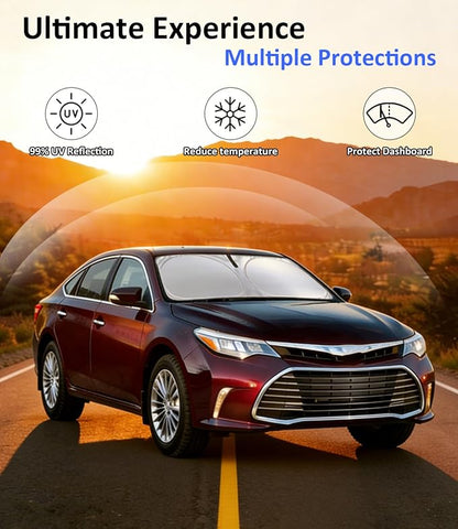 Windshield Sun Shade for 2013-2018 Toyota Avalon | Front Window Sunshade with 240T Sun Visor Protector Foldable Heat Shield Blocks UV Rays, Car Accessories