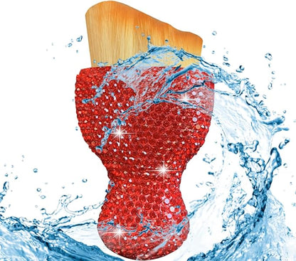 Bling Car Interior Dust Brush, Crystal Rhinestone Soft Auto Detailing Cleaning Brush, Sparkling Diamond Vehicle Dashboard Air Vent Cleaner for Women Girls, Universal for Vehicles (Red)