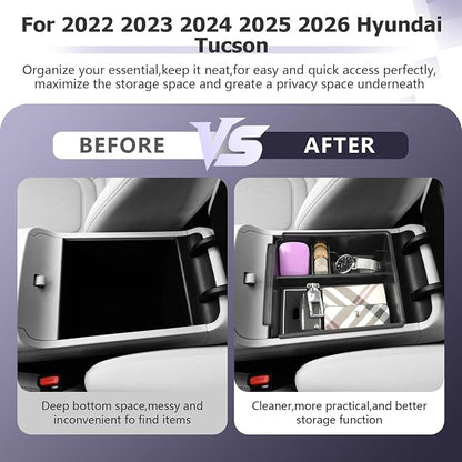 2025 2026 T ucson Accessories for 2022-2025 2026 Hyundai T ucson Center Console Organizer Armrest Storage Box Armrest Console Organizer Insert Tray White-trim(NOT FOR 2025 T ucson PHEV &Limited Model)