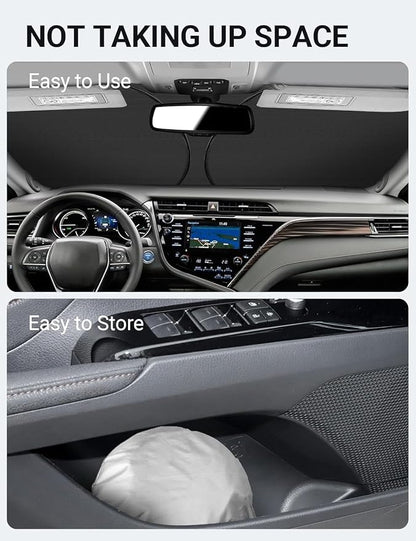Proadsy 2026 Upgrade Windshield Sun Shade Custom Fit 2018-2025 2026 Toyota Camry LE XLE Hybrid SE XSE 4-Layer Foldable Front Sunshade Protector Sun Visor Blocks UV Rays Keep Car Cooler