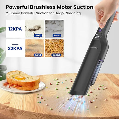 Sweepcent Handheld Vacuum Cordless, 24Kpa Car Vacuum with Brushless Motor, Charging Dock, Rechargeable, 1.5lbs Portable Handheld Vacuum with 2-Speed for Home/Car/Pet (Purple)