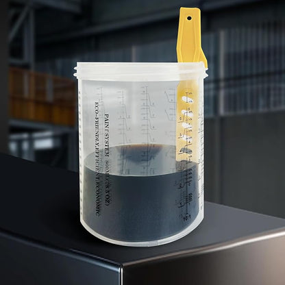 ENDOZER Disposable Paint Cup 50 Pack 27 Ounce(800ML) Mixing Cups for Automotive Spray Gun with 50 Liners and Lids System, 1 Hard Cup with Retainer Ring, 20 Plugs, 2 Adapters for Paint Gun