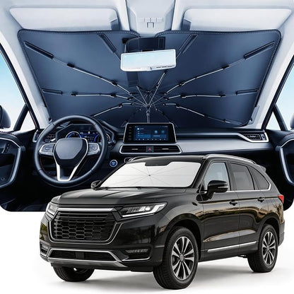 DMJN Umbrella Windshield Sun Shade for Honda Pilot (2005-2026), Car Sunshade for Front Windshield [Nano Ice-Crystal Coatings] UPF50+ Heat & UV Block, Protect Interior & Keep Cooler