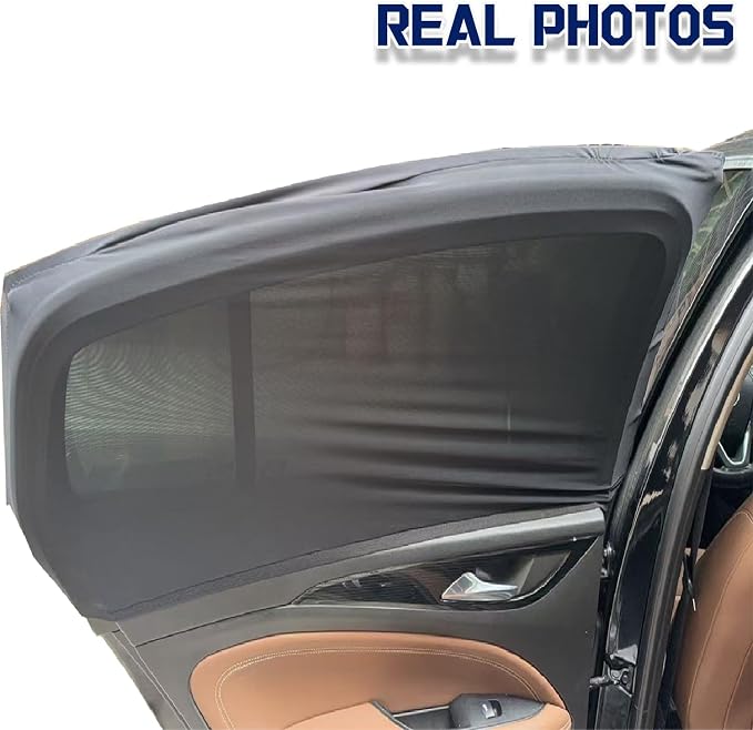 Car Rear Window Screens for Side Windows, 2 Pack Side Window Sun Shades,Stretchy Mosquito Net Cover Fit Cars SUVs - Up to 36.22”x55.1”