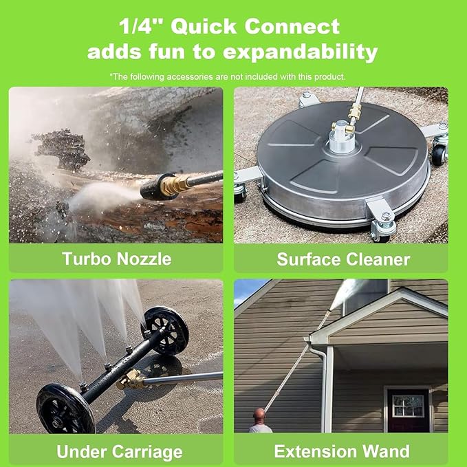 Electric Pressure Washer 5000 PSI 2.8 GPM Power Washer with 4 Pressure Nozzle and Foam Cannon, powerwashers for Home, Car Washing, Fence Cleaning, Patio, Green