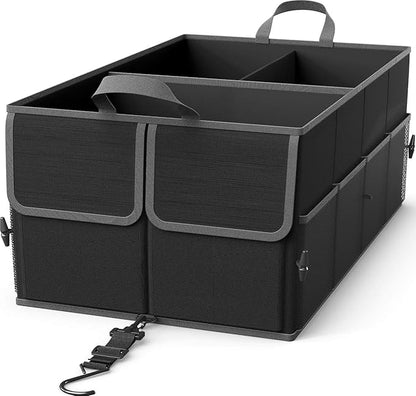 EPAuto Foldable Car Trunk Organizer, 3-Compartment with Removable Divider, Black