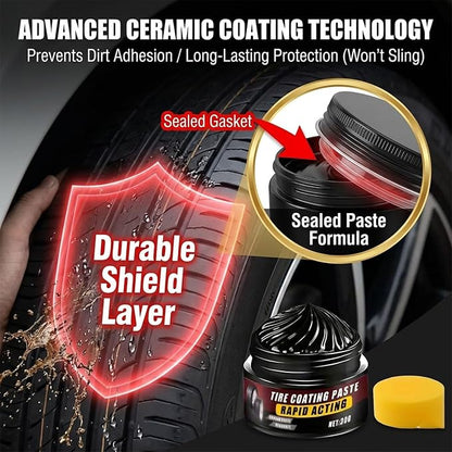 Premium Tire Coating & Trim Restorer, Bring Back the Original Deep Black Shine to Rubber and Plastic,Ceramic Tire Coating, Tir𝐞 Coatin𝐠 Paste, Blocks UV (3pc)