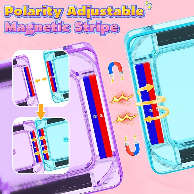 ORZbb Mini Magnetic Tiles Toddler Travel Essentials Set with Case, Magnetic Blocks Building Montessori Educational Learning Sensory Preschool Toys for 3+ Year Old Boys Girls Birthday Gifts