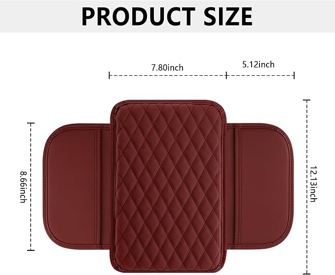 Stacool Upgraded Car Center Console Cover,Microfiber Leather Car Armrest Cover Cushion with 2 Storage Bags,Universal Car Armrest Storage Box (Red)