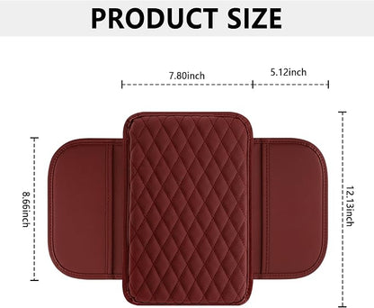 Stacool Upgraded Car Center Console Cover,Microfiber Leather Car Armrest Cover Cushion with 2 Storage Bags,Universal Car Armrest Storage Box (Red)