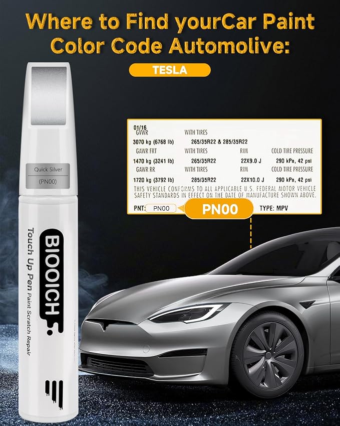 Touch Up Paint Pen Exact Color Match Car Chip and Scratch Repair (for Tesla, PNOO)