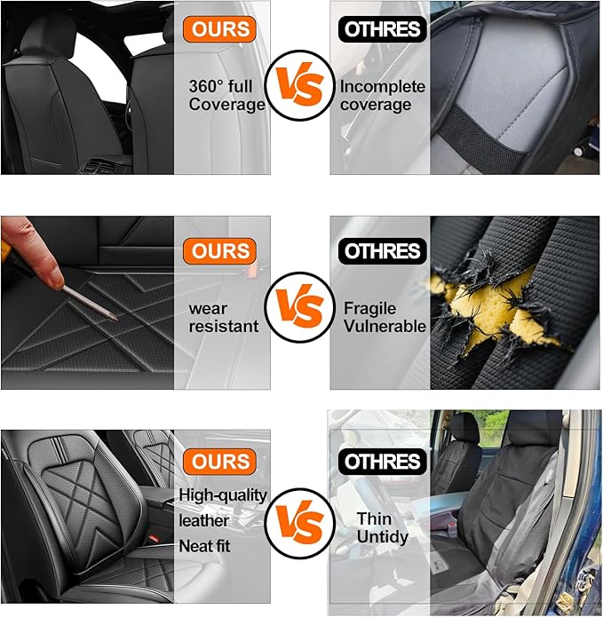 Car Seat Covers Fit for Ford Mustang Mach-E 2021-2026, Full Coverage Leather Waterproof Breathable Seat Covers Full Set, Automotive Seat Protectors, Airbag Compatible (2 Front Seats, Black)
