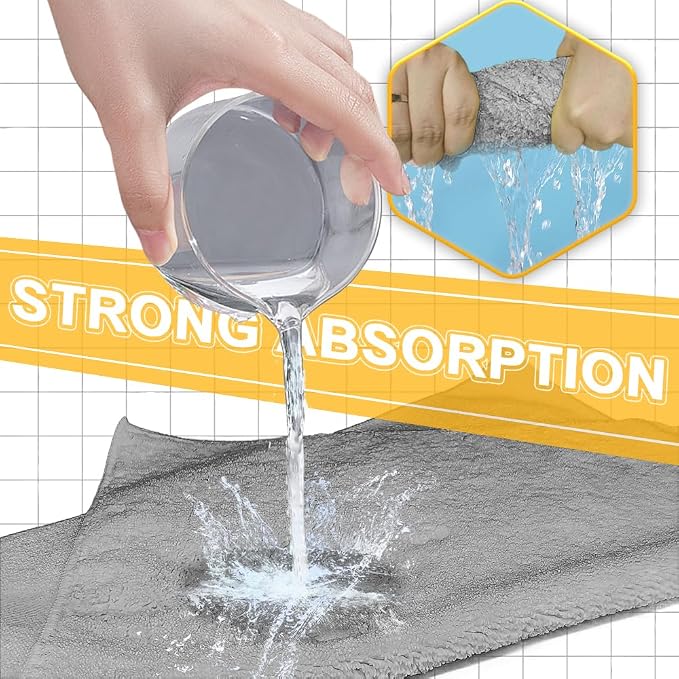 Car Wash Drying Towels, 450gsm Ultra-Thick Absorbent Lint-Free Extra Soft Microfiber Rags for Car Detailing, Interior & Exterior Cleaning Cloths, 16in x 16in - Microfiber, Grey, 12 Packs