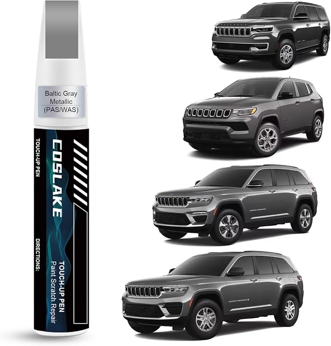 Car Touch Up Paint(Baltic Gray Metallic(PAS/WAS)) for Jeep, Car Paint Scratch Repair Kit, Quick & Easy Solution to Repair, 2 in 1 Scratch Remover Pen with Color-Matched