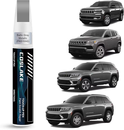 Car Touch Up Paint(Baltic Gray Metallic(PAS/WAS)) for Jeep, Car Paint Scratch Repair Kit, Quick & Easy Solution to Repair, 2 in 1 Scratch Remover Pen with Color-Matched