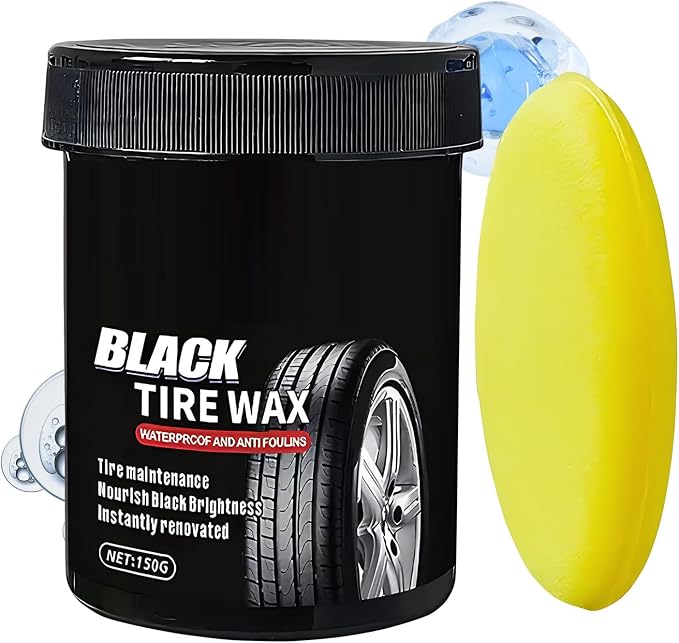 Tire Polish | 150g Rim Maintenance Cream | with Sponge Waterproof Tire Cleaner and Shine,for Vehicle Exterior Automotive Truck Trailer Tractor RV SUV