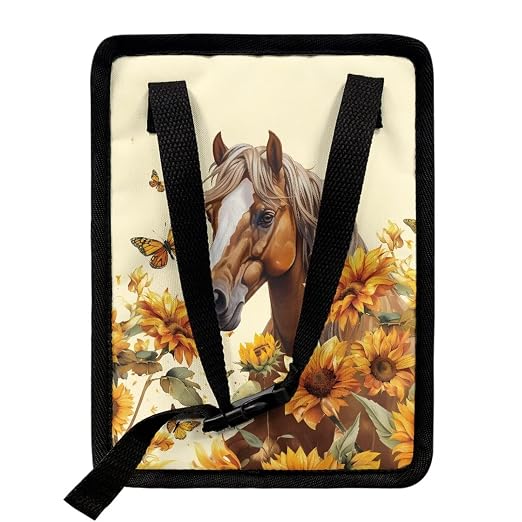Talayituse Horse Sunflower Butterfly Print Car Trash Can with Lid, Leak Proof Auto Trash Bag Hanging Vehicle Garbage Can Multipurpose Storage Container for Back Seat Road Trip