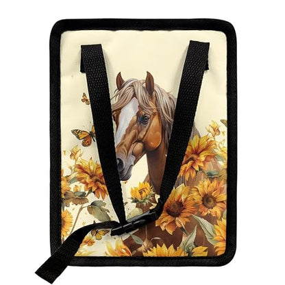 Talayituse Horse Sunflower Butterfly Print Car Trash Can with Lid, Leak Proof Auto Trash Bag Hanging Vehicle Garbage Can Multipurpose Storage Container for Back Seat Road Trip