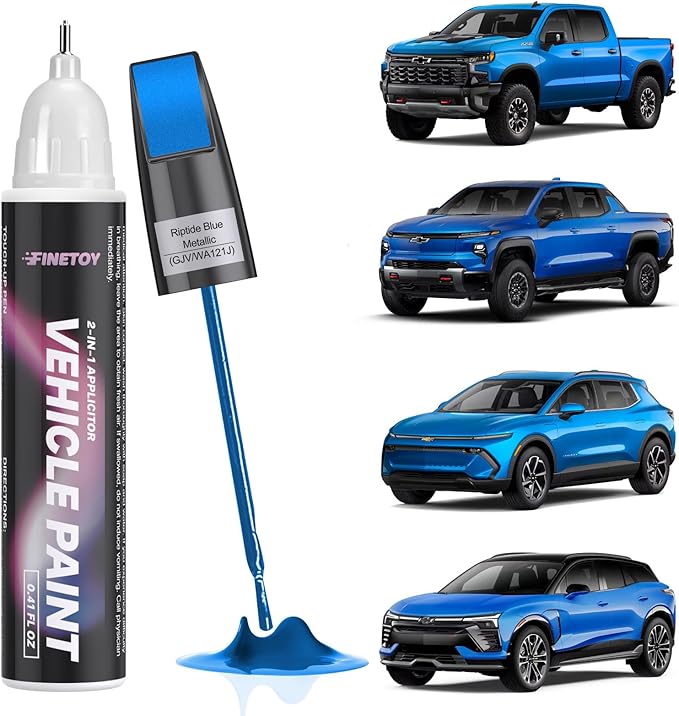 GJV/WA121J Riptide Blue Metallic Touch Up Paint for Chevrolet, Car Scratch Repair Paint Kit with 2 in 1 Brush and Pen Nip, Exact-Match & Quick Drying Design for Chips and Nicks