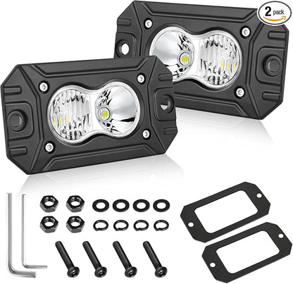 Flush Mount LED Pods, AKD Part CREE LED Flush Bumper Lights 40W Spot Flood Combo Offroad Driving Light Backup Reverse Lights Flush Mount LED Fog Light Pods for Trucks Pickup SUV UTV ATV