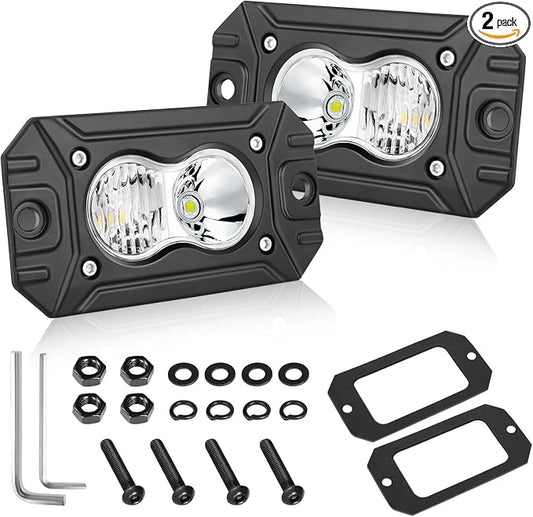 Flush Mount LED Pods, AKD Part CREE LED Flush Bumper Lights 40W Spot Flood Combo Offroad Driving Light Backup Reverse Lights Flush Mount LED Fog Light Pods for Trucks Pickup SUV UTV ATV
