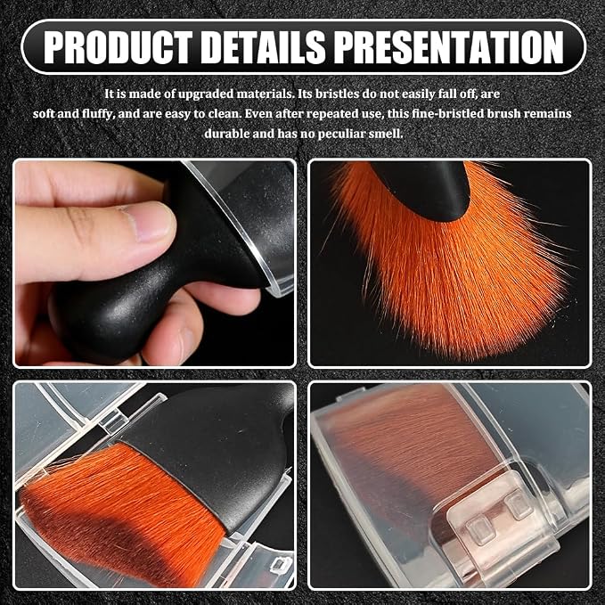Car Detailing Brushes, Car Cleaning Brush, Auto Interior Soft Bristles Curved Cleaning Brush, Auto Detailing Dusting Tool Universal for Dashboard Air Conditioner Vent Computer (Black Brown)