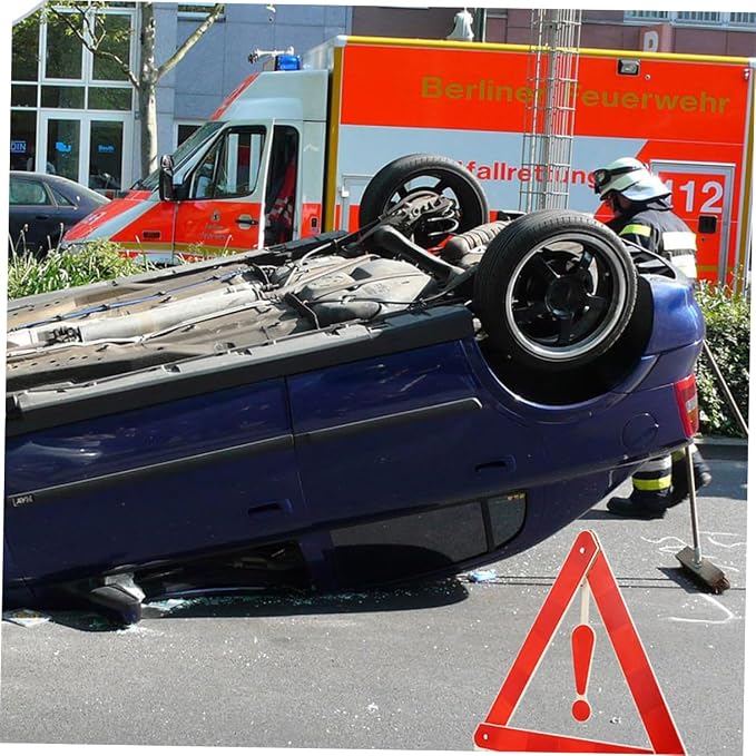 Homoyoyo 4pcs Auto Warning Signs Road Safety Kit Car Folding Triangle Safety Tripods Made of Material Easy to Install