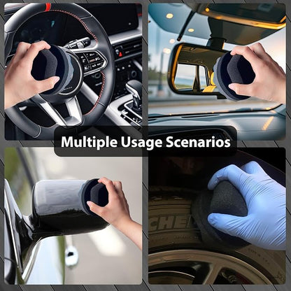 4 Pcs Large Tire Shine Applicator, Reusable Tire Dressing Applicator Wave Contoured, Tire Sponge Pads for Car Detailing Cleaning, 4.33 inch (2 Blue &2 Black)
