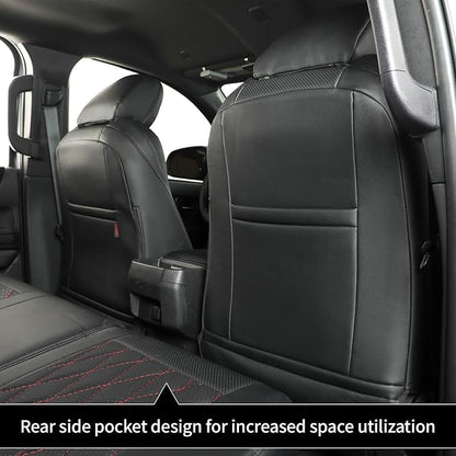 coverdream Front Tacoma Seat Covers for 2024-2026 Toyota Tacoma SR,SR5,TRD Sport,TRD Off-Road,Limited Truck,Fully Covered,Luxury Waterproof Leather Car Seat Protector (Front Row Only,Black & Diamond)