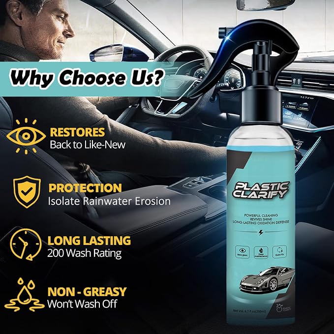 Car Trim & Plastic Restorer for Refreshing Faded Plastic, Leather, Vinyl & Rubber Trim with Polish, Black Plastic Restorer Automotive Shiny Stuff, Black Car Exterior & Interior Care-200ml