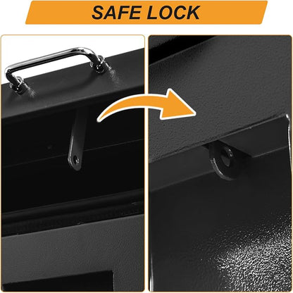 36" Truck Tool Box,Heacy Duty Metal Storage Organizer with Strong locking tongue,Trailer Tongue Box with Safe Hinge, for Truck,Pickup,RV,Garage,Best gift for family and friend,Black Power Coating