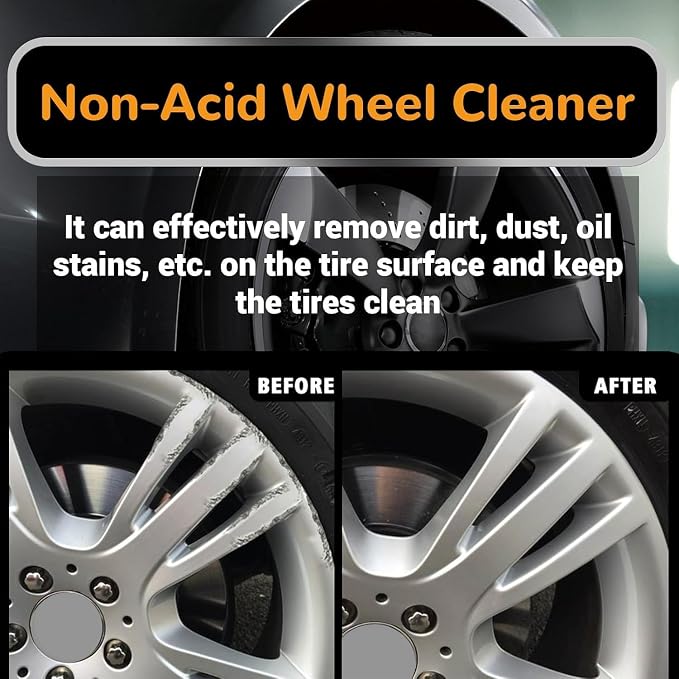 Wheel Cleaner Spray, Wheel and Tire Cleaner, Versatile and Powerful Rust Converter, Turn Filthy Wheels into Instant Shine and Lasting Protection (1, 1Pc)