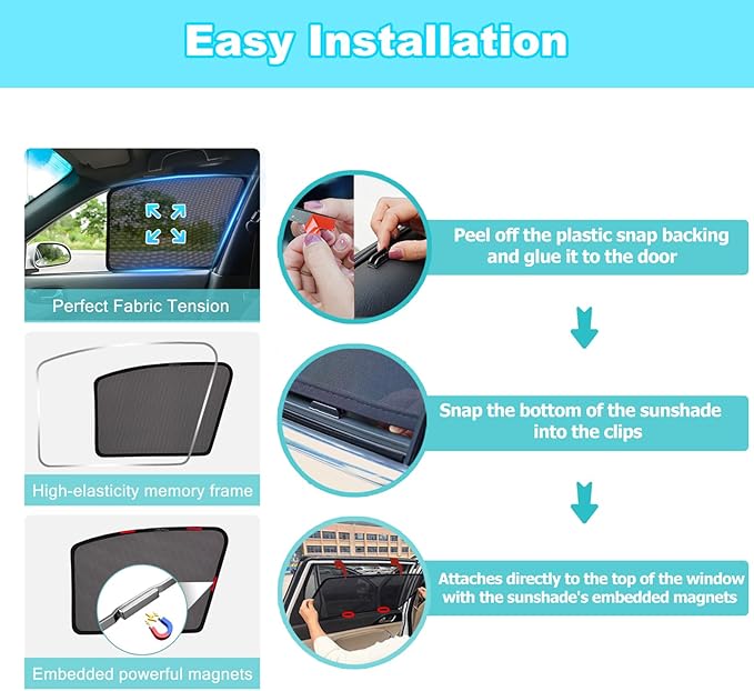 XCBYT Civic Window Shades for 2016-2021, 4PCS Side Window Sun Shades with Breathable Mesh, Magnetic Car Window Covers for Baby & Privacy, UV Protection & Heat Insulation