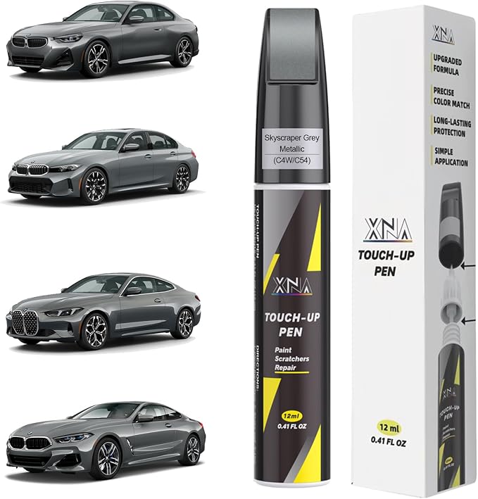 XNA Skyscraper Grey Metallic(C4W/C54) for BMW Touch Up Paint, Car Scratch Remover for Nicks and Chips Repair, 2-In-1 Quick & Easy Fix Car Scratch Repair Kit with Exact Color-Matched