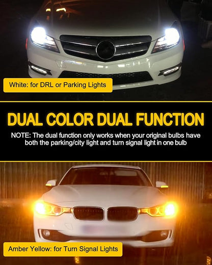 AUXITO 1157 Switchback LED Turn Signal Light Bulbs 2057 2357 7528 BAY15D P21/5W White/Amber Dual Color LED Bulbs with 3030SMD Chipsets for Turn Signal Blinker Parking Daytime Running Tail Lights