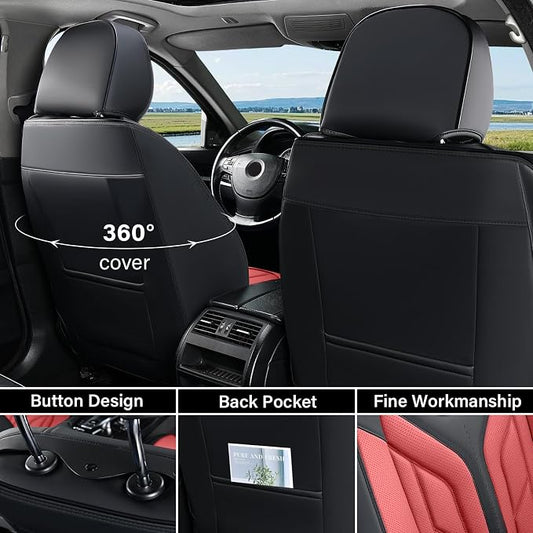 Coverado Seat Covers, Car Seat Covers Front Seats, Leather Seat Covers for Cars, Automotive Seat Covers Car Seat Protector Car Seat Cushion Universal Fit for Most Sedans SUV Pick-up Truck(Burgundy)