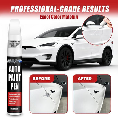 Touch Up Paint for Cars (Pearl White Multi-Coat PPSW), Compatible with Tesla Model Y/3/X/S, 0.4 fl oz Color Accurate 2-in-1 Car Paint Scratch Repair Pen, Easy to Use, Fast-Drying, Long-Lasting