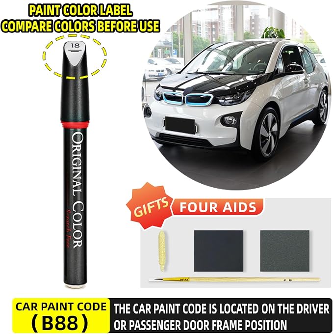Carhoo B88 Capparis White Touch Up Paint Suitable For BMW, Genuine Custom Color Absoulutely Without Color Differences (16ml)