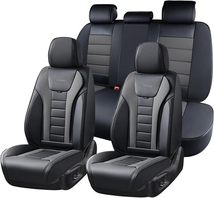 Coverado Car Seat Covers Full Set, Seat Covers for Cars, Front Seat Covers and Back Seat Cover Waterproof Leather Automotive Seat Cover, Universal Car Interior Protectors Cushion for Most Cars