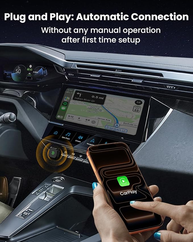 Wireless 2-in-1 CarPlay Adapter for Android: BANKKY Fast Auto-Connect 5GHz Dual-Band Car Adapter for iPhone Stable Connection Plug & Play Low Latency Mini Upgraded Wired to Wireless for CarPlay