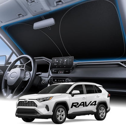Wigoo for Toyota RAV4 2019-2026 Windshield Sunshade [100% Sun Block, 4th-Gen Cooling Tech] Foldable Heat Insulation Front Window Sunshade with Storage Bag, Compatible with Toyota RAV4 2019-2026