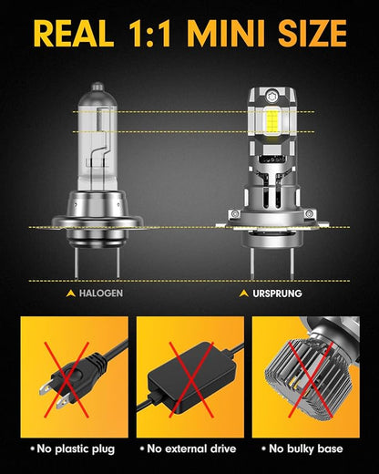 FORENNER 𝐍𝐞𝐱𝐭-𝐆𝐞𝐧 H7/H7LL Fog Bulbs, 50000LM Super High Output, 6500K Cool White, Compact 1:1 OEM Plug-and-Play, CANbus Ready Error Free, IP68 Waterproof, 8500+ Longer Lifespan, Pack of 2