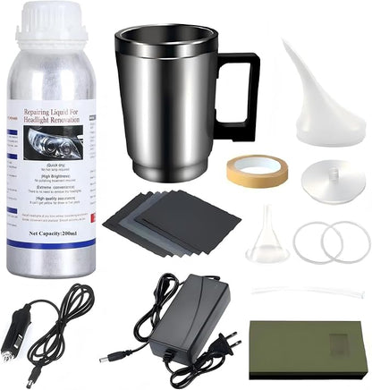 Headlight Repair kit,car Headlight Lens polishing Repair Tool with 200ml car Headlight Repair Fluid, Used to Remove Yellowing, Haze, and Oxidation from taillights and Fog Lights