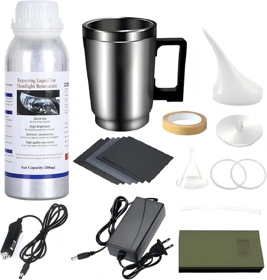 Headlight Repair kit,car Headlight Lens polishing Repair Tool with 200ml car Headlight Repair Fluid, Used to Remove Yellowing, Haze, and Oxidation from taillights and Fog Lights