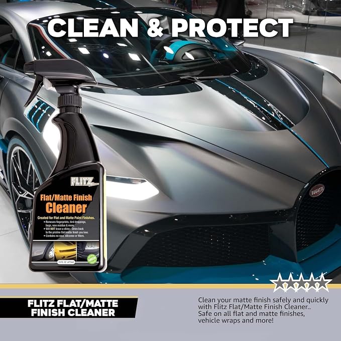 Flitz Flat Matte Finish Cleaner - 16oz Bottle of USA-Made Vinyl Wrap Spray to Easily Remove Grease, Wax, Dust, & More - Quick Drying Matte Paint Cleaner - Ideal for Cars, Motorcycles (12 Pack)